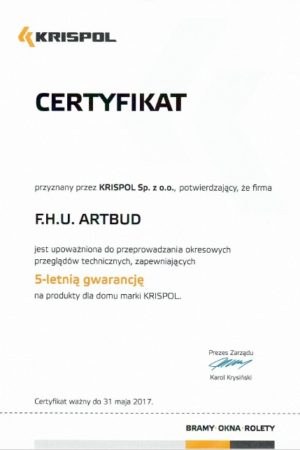 certyfikat artbud zielona gora