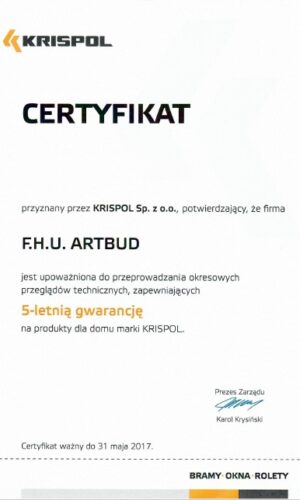 certyfikat artbud zielona gora